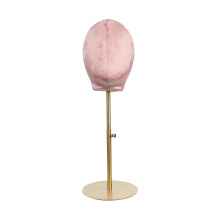 Fashion female cheap custom pink earring wig hair jewelry display velvet fabric covered head mannequin head display mannequin